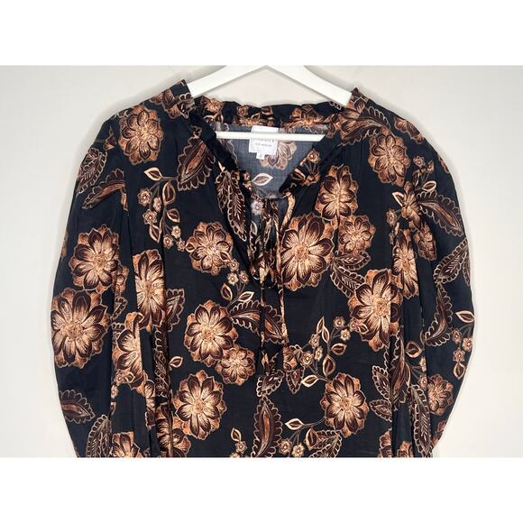 Misa Los Angeles Floral Print Long Sleeve Siena Blouse Top Black Women's Small - Picture 4 of 10